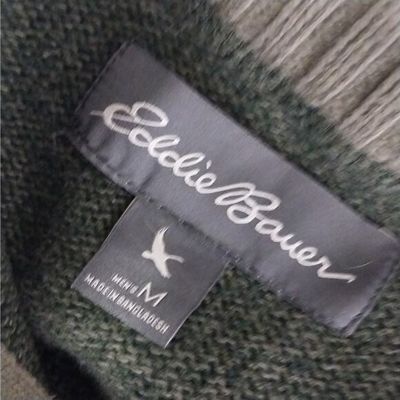 EDDIE BAUER! MOSS & LIGHT GREEN MARLED 1/4 ZIP 100% COTTON SWEATER! SZ M - Picture 8 of 11
